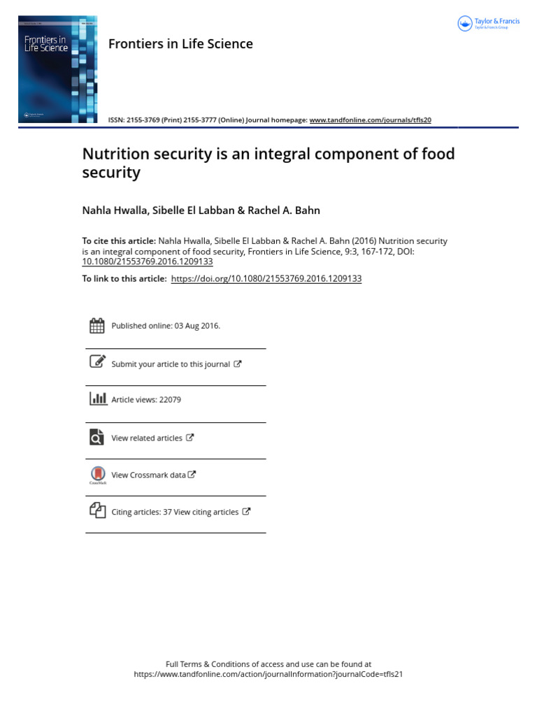 Nutrition Security Is An Integral Component of Food Security | PDF ...
