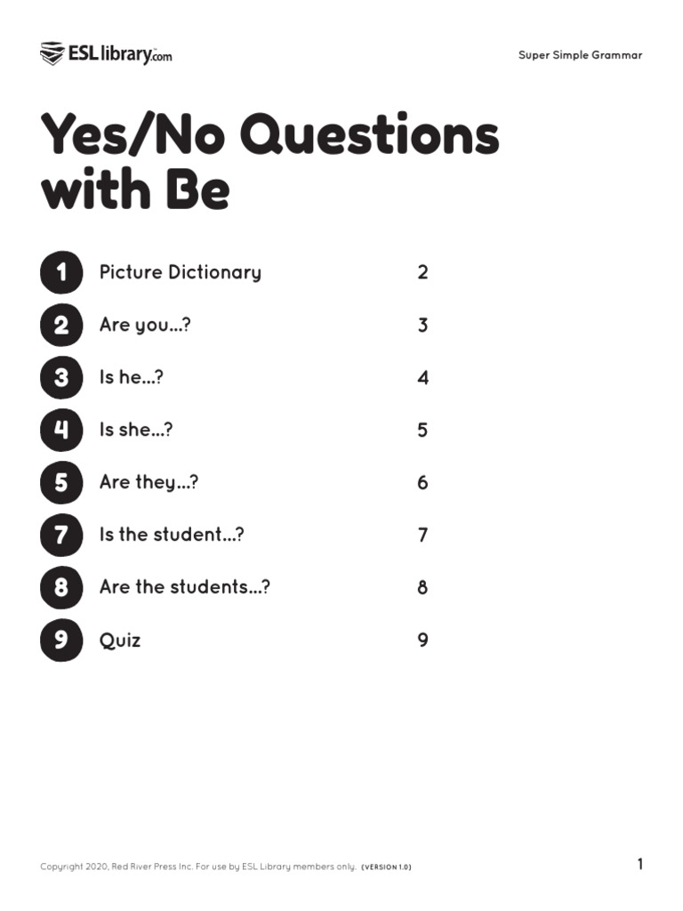 123 - Yes No Questions With Be - US - Student | PDF | Linguistics | Grammar