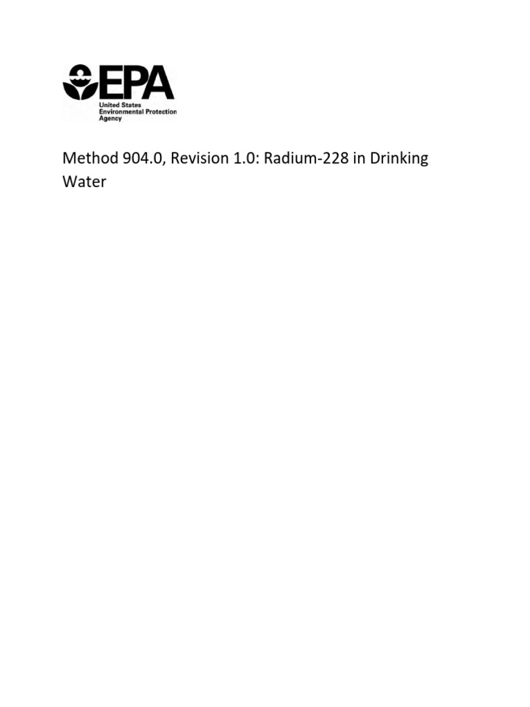 EPA-904 Radium in Drinking Water | PDF | Precipitation (Chemistry ...