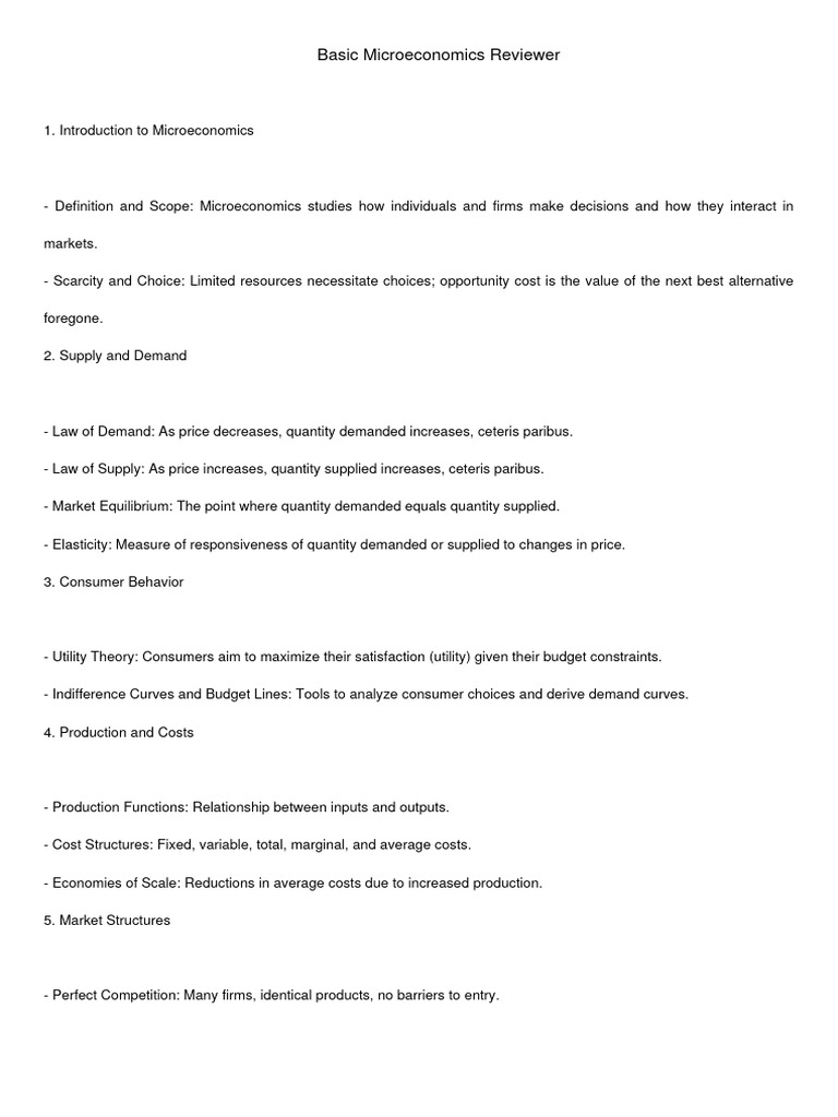 Essential Microeconomics Concepts Review | PDF | Business | Finance ...