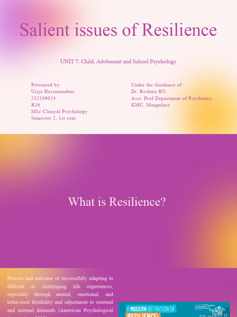 Resilience Final 3rd April | PDF | Psychological Resilience | Stress ...
