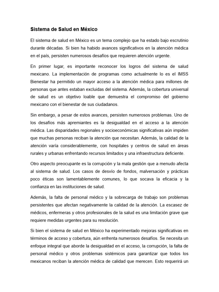 Desafíos del Sistema de Salud en México | PDF | Hospital | Corrupción ...