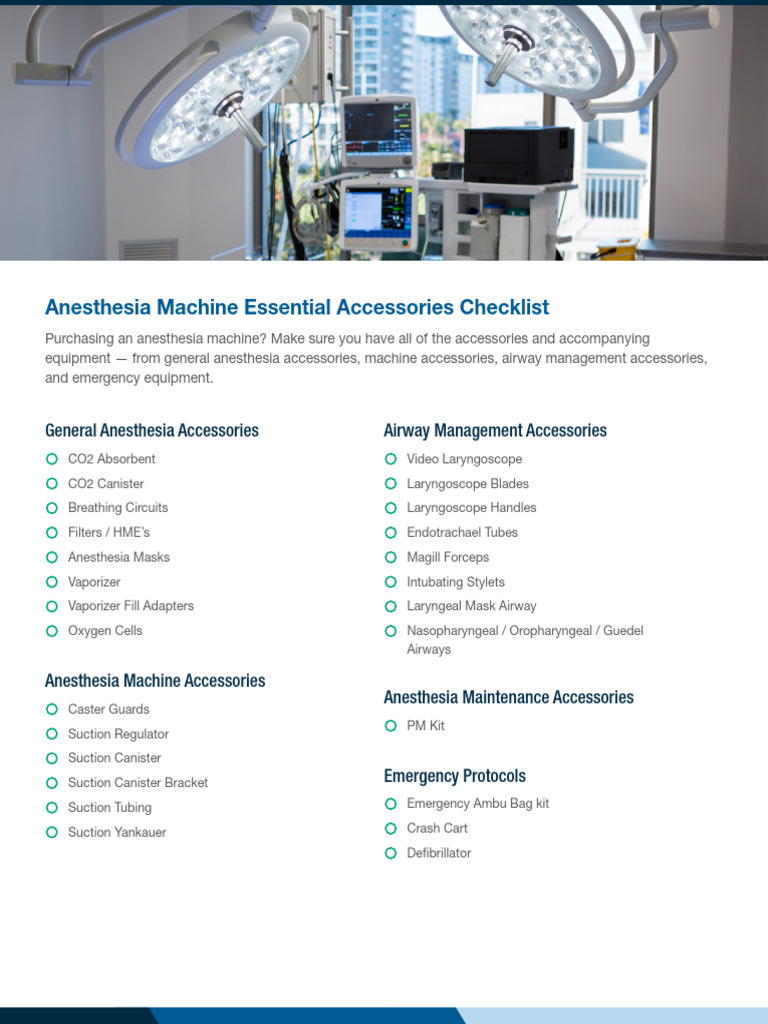 Anesthesia Machine Accessories Checklist | PDF