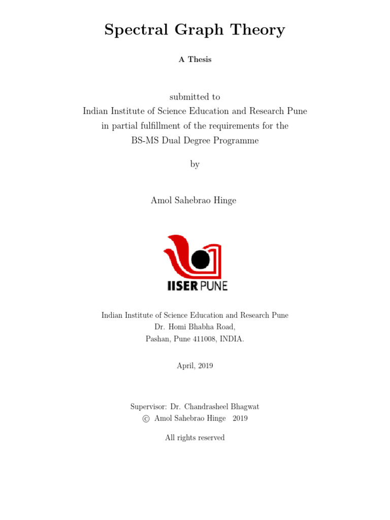 Spectral Graph Theory Thesis Summary | PDF | Mathematical Relations ...