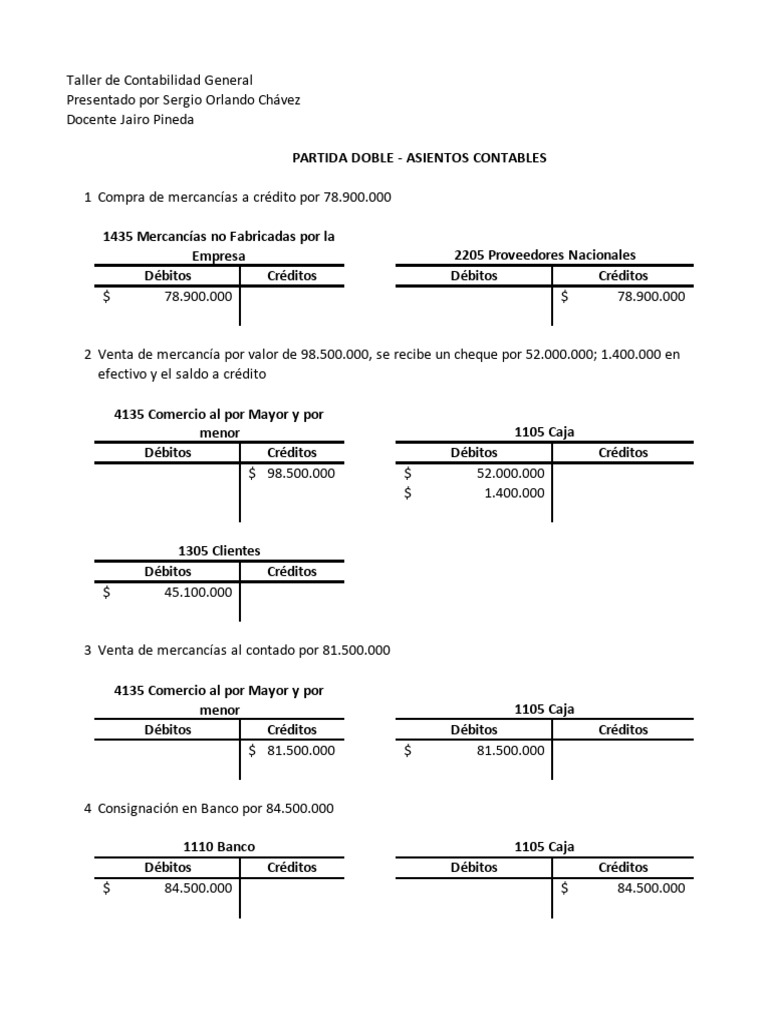 Cuentas T y Asientos Contables | PDF | Bancos | Cheque