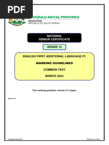 English Fal p1 Grade 12 March 2023 Memo (03!03!2023)