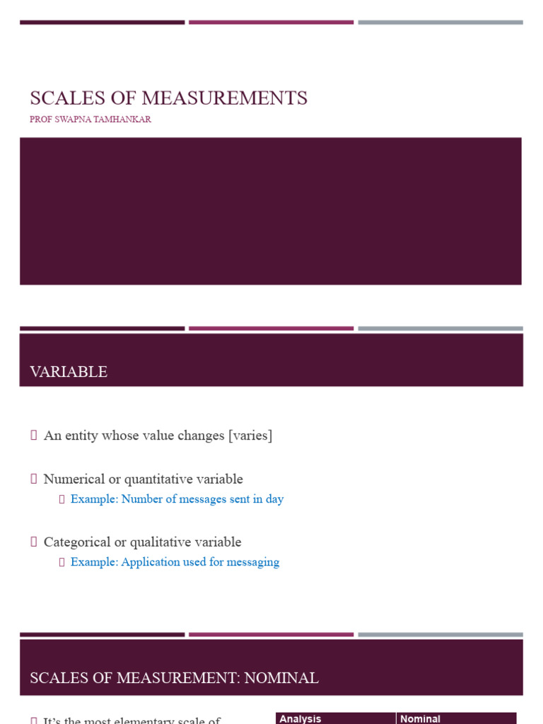 Scales of Measurement | PDF | Level Of Measurement