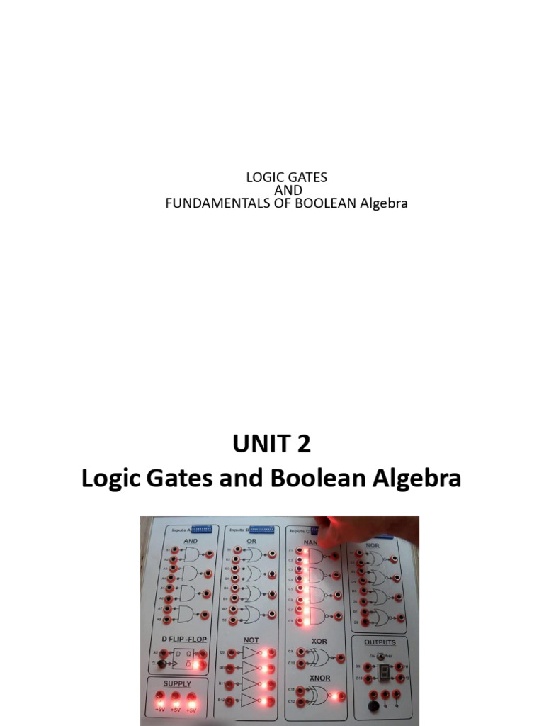 Unit 02 Logic Gates and Boolean Algebra | PDF | Logic Gate | Boolean ...