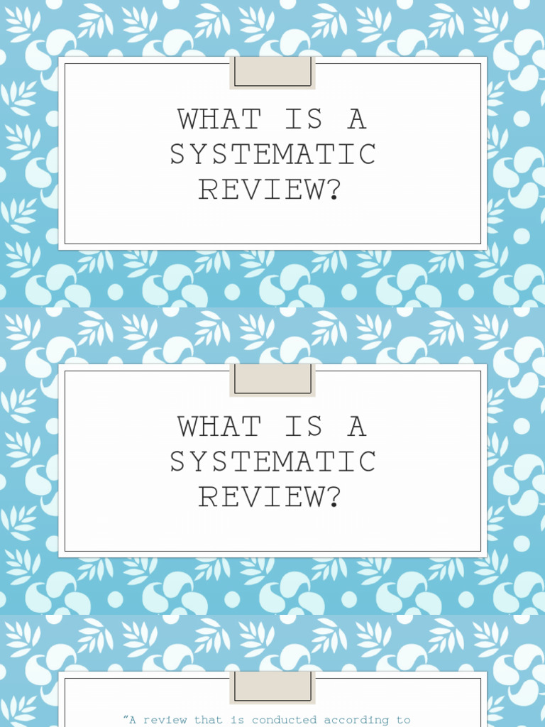 Systematic Reviews | PDF | Meta Analysis | Systematic Review