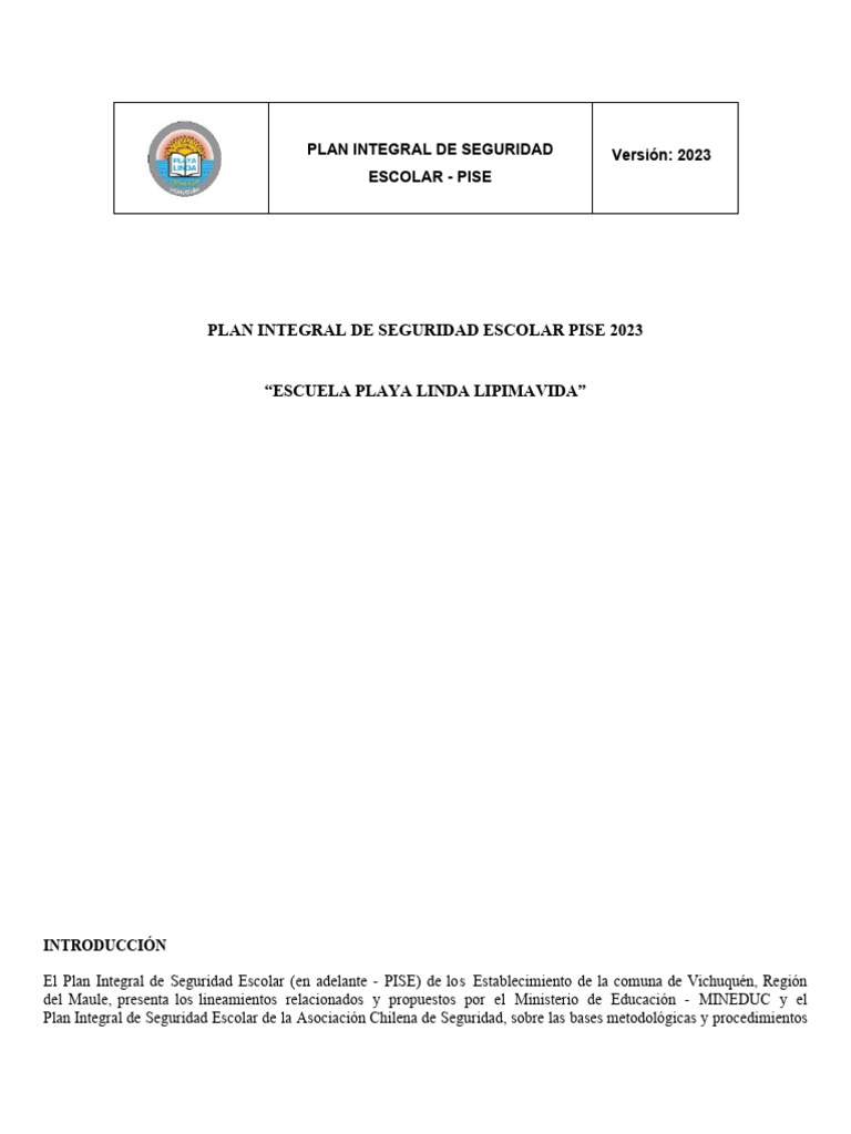Plan de Seguridad Escolar 2023 | PDF | Evaluación | Comunicación
