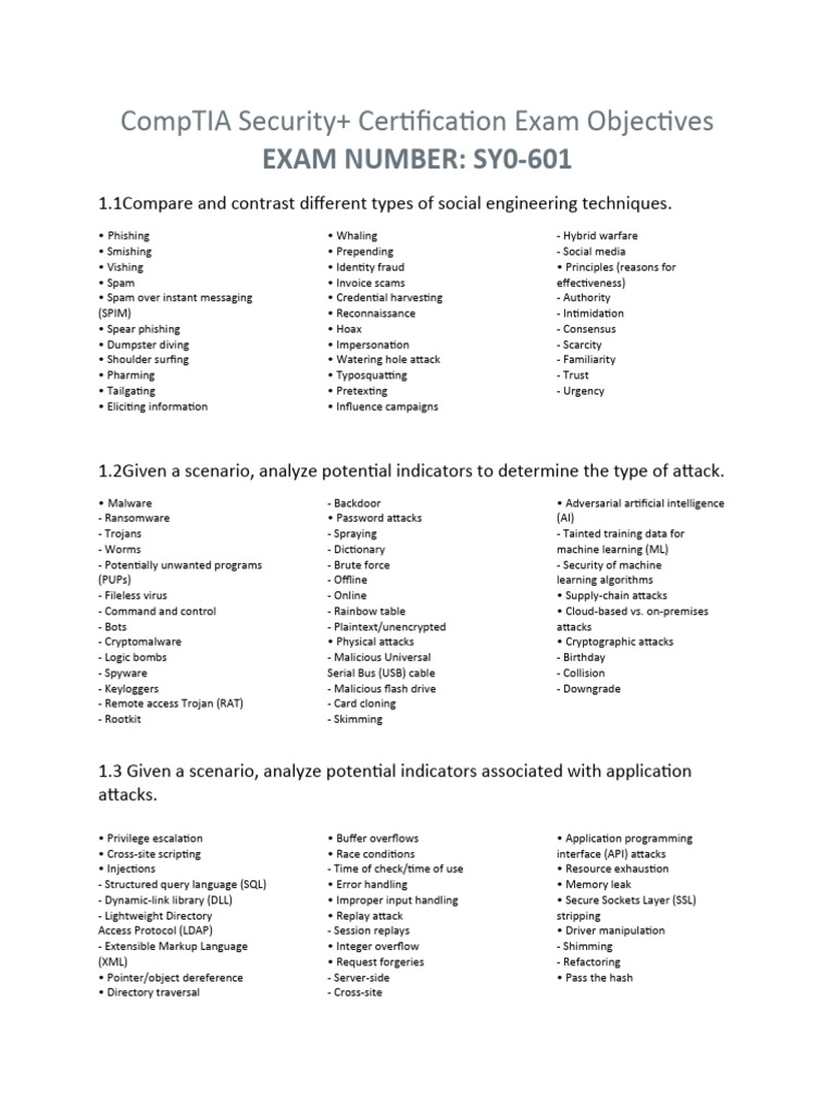 CompTIA Security+ Exam Objectives 2022 | PDF | Cloud Computing | Security