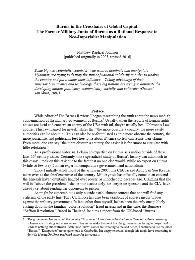 Burma in the crosshairs of global capital the former military junta of