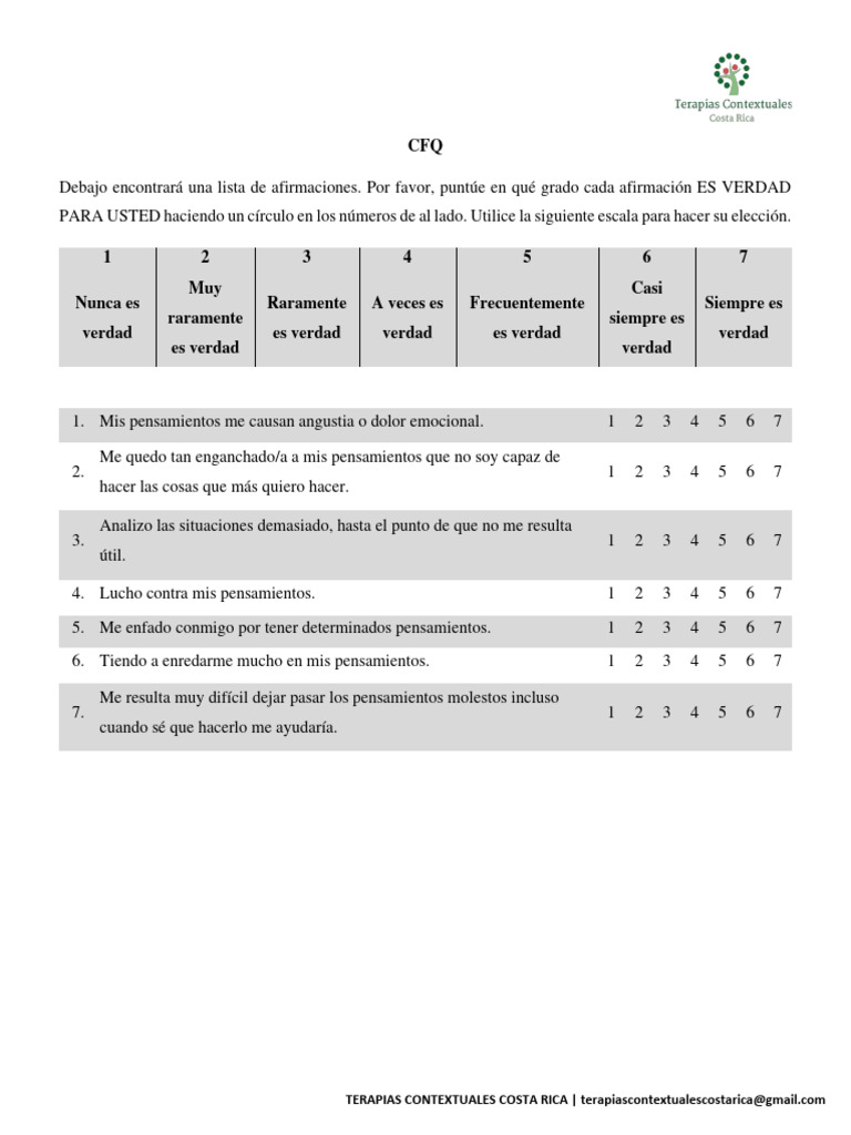 CFQ Fusión Cognitiva | PDF | Sicología | Ciencias del comportamiento