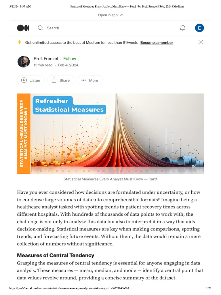 Essential Statistical Measures for Analysts | PDF | Quartile | Statistics