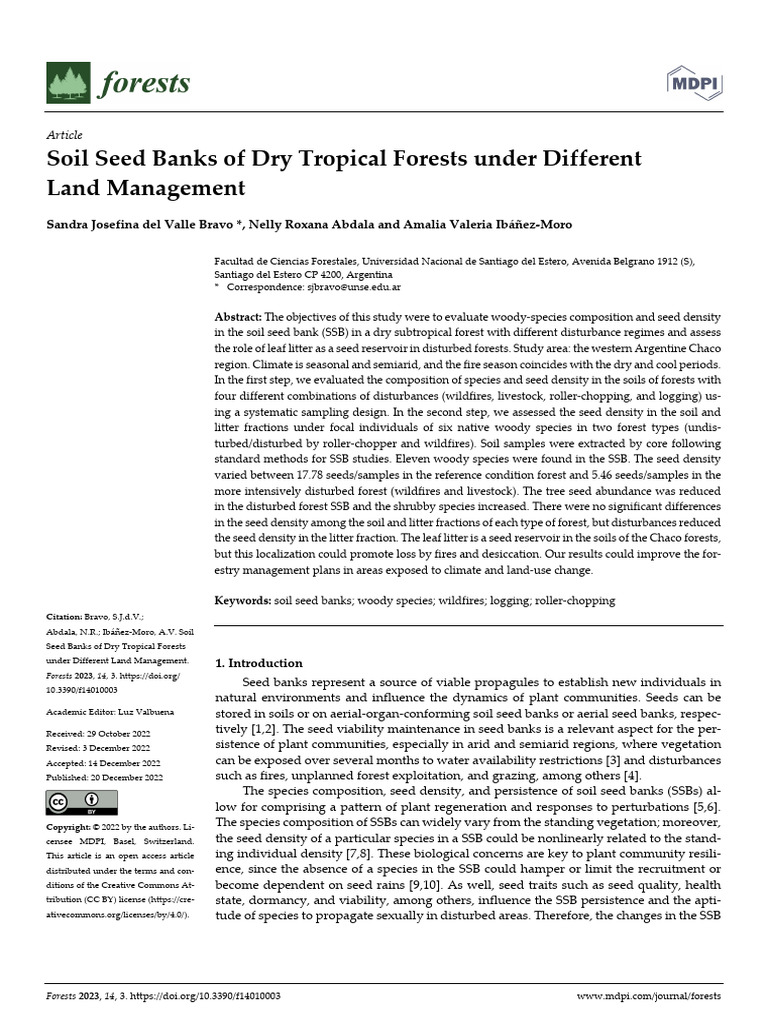Soil Seed Banks Of Dry Tropical Forests Under Diff Pdf Forests