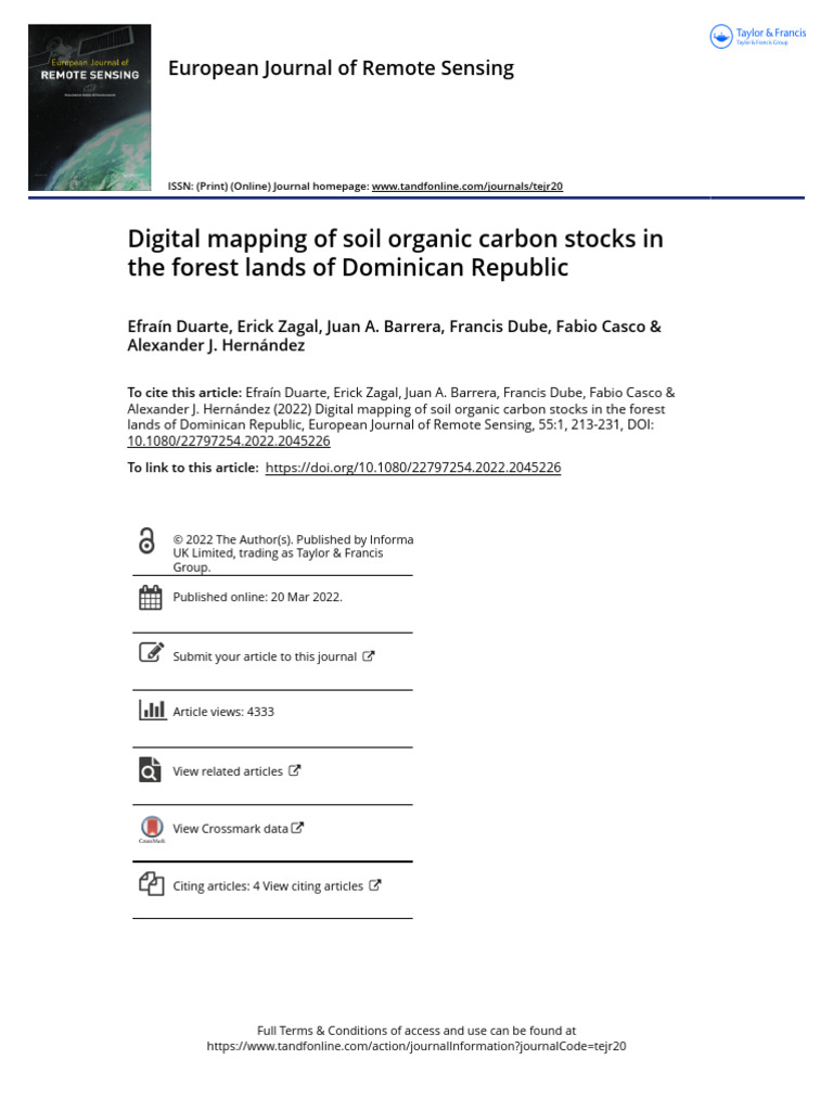 Digital Mapping of Soil Organic Carbon Stocks in The Forest Lands of ...
