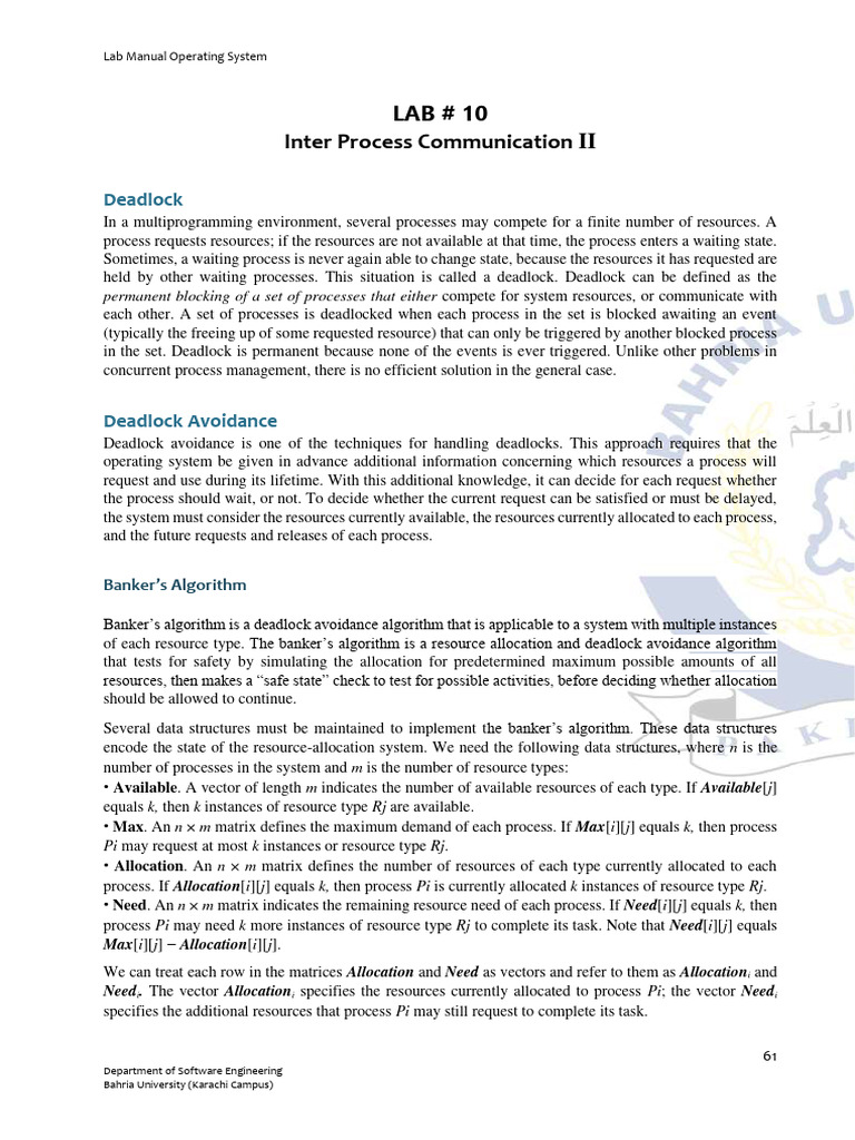 Deadlock and Banker's Algorithm Guide | PDF | Process (Computing ...