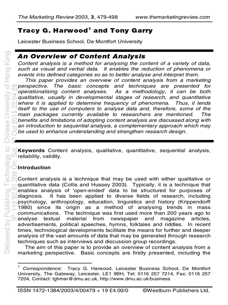 An Overview of Content Analysis | PDF | Qualitative Research | System