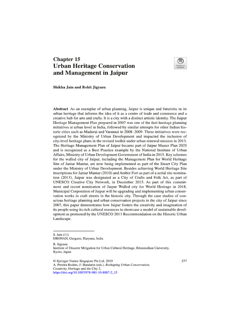 Urban Heritage Conservation and Managment in Jaipur | PDF
