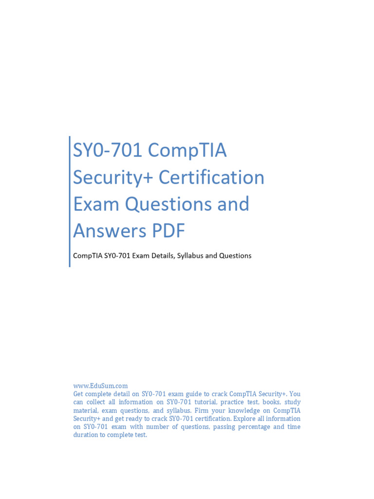 Sy0 701 Comptia Security Certification Exam Questions And Answers Pdf