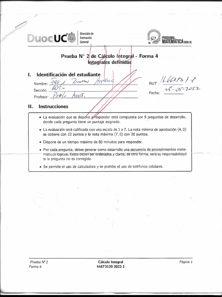 Prueba Calculo Integral 2 | PDF