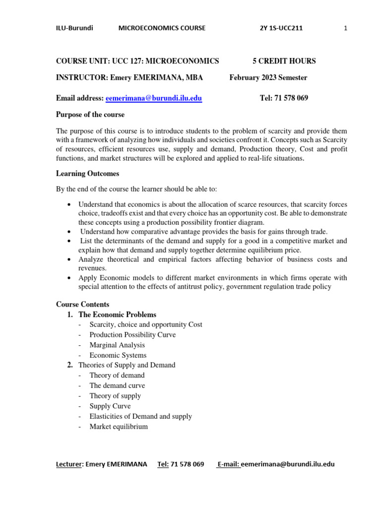 Microeconomics Course Overview and Goals | PDF | Demand | Elasticity ...