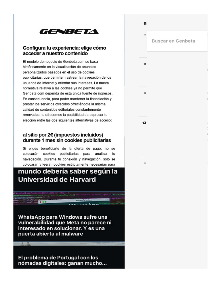 Genbeta: Nuevas opciones de acceso | PDF | Cookie HTTP | Internet