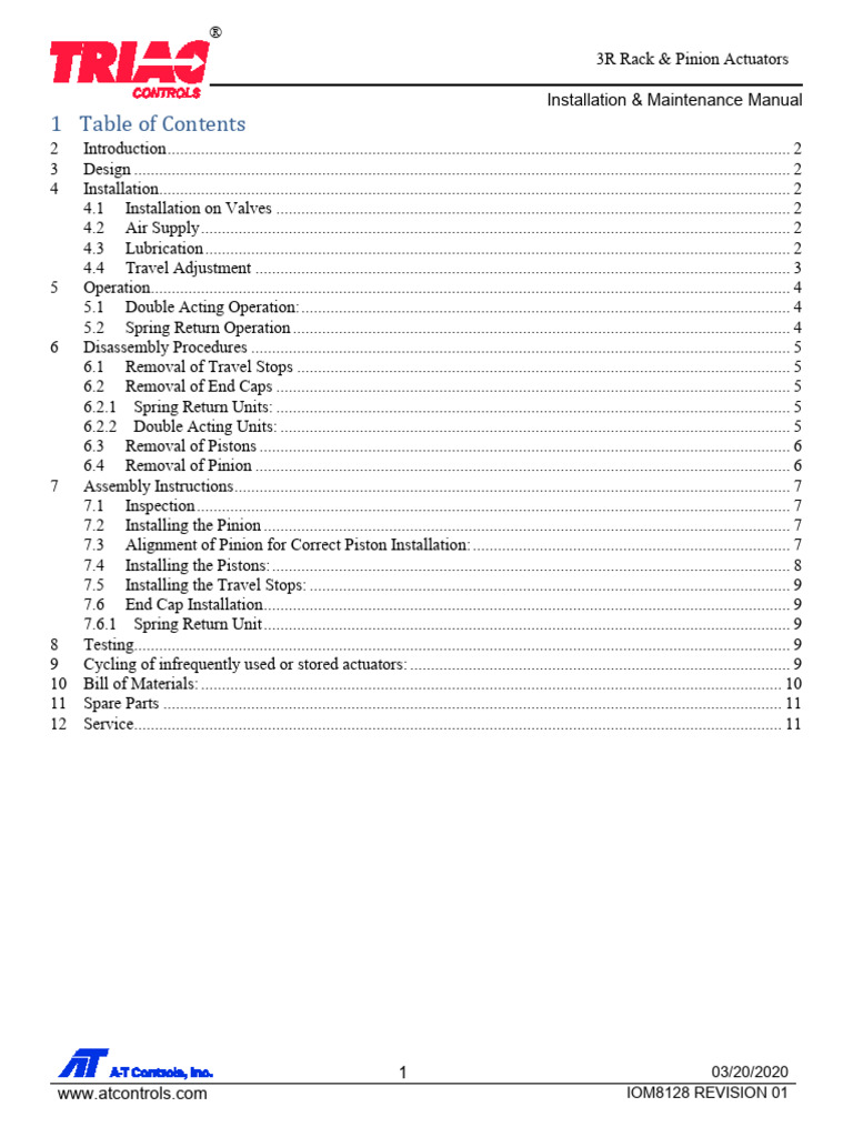 3R Rack & Pinion Actuator Manual | PDF | Valve | Actuator