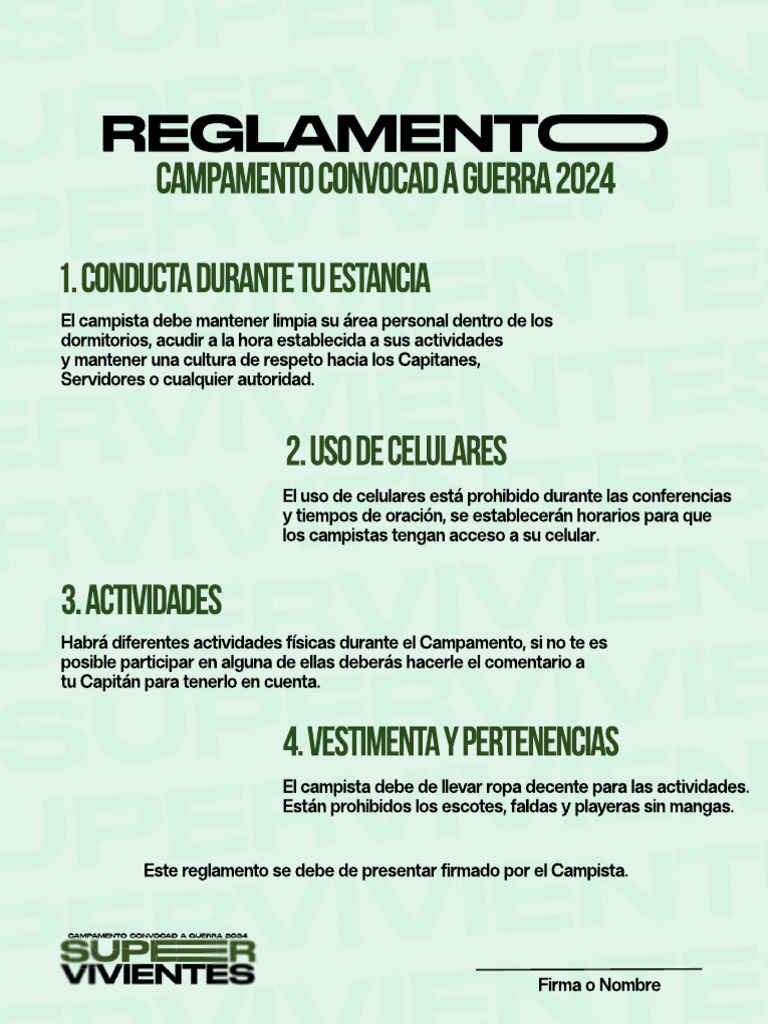 Reglamento del Campamento 2024 | PDF