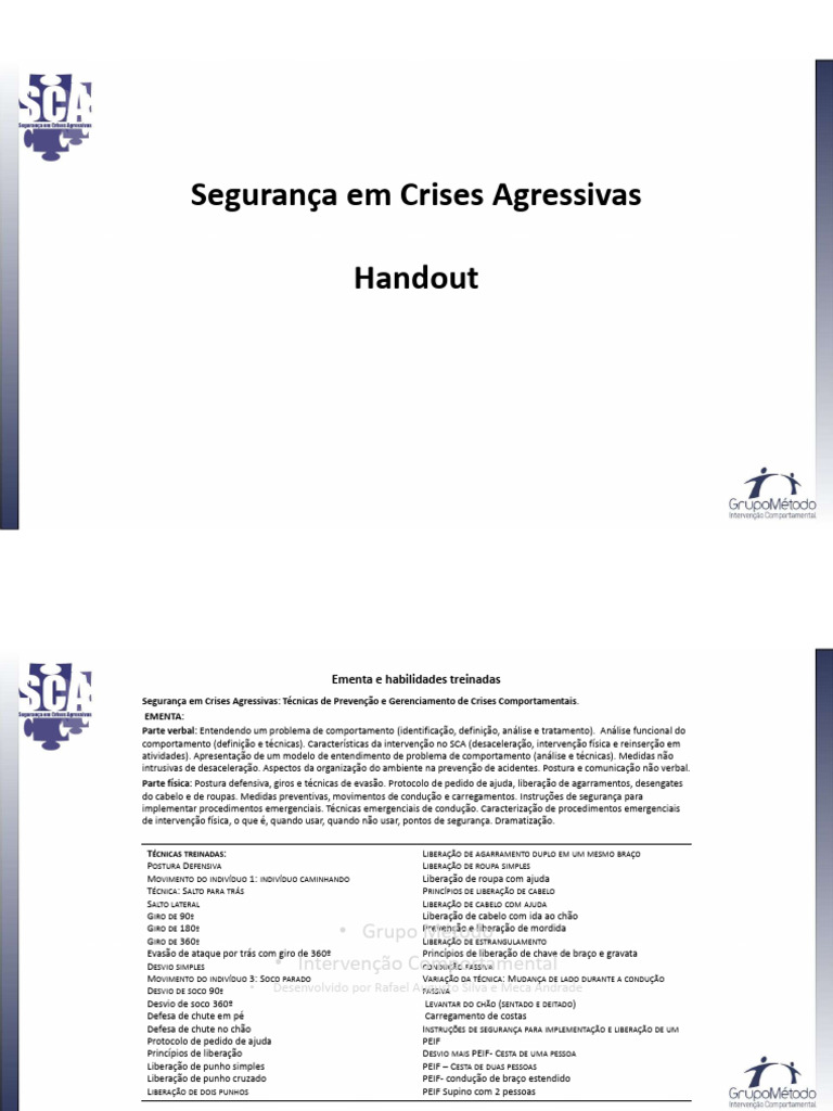 SCA Handout | PDF | Tempo | Comportamento