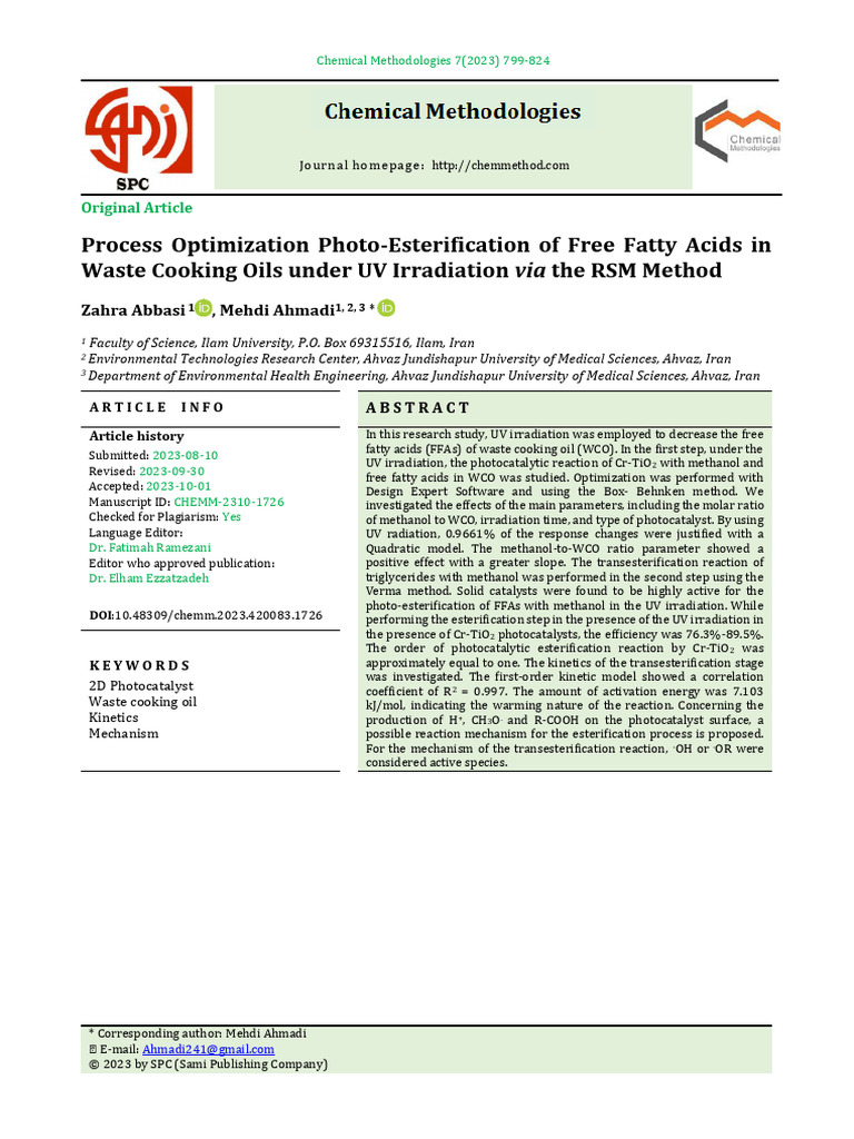 CHEMM - Volume 7 - Issue 10 - Pages 799-824 | PDF | Biodiesel ...