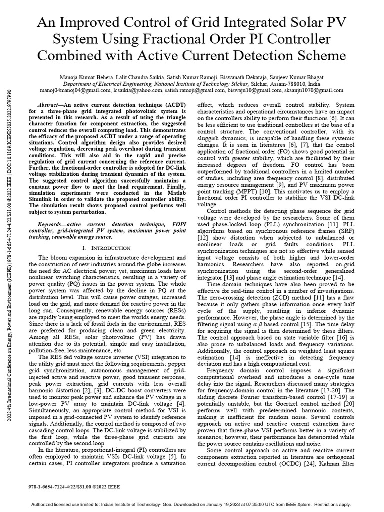Solar PV Grid Control Optimization | PDF | Photovoltaics | Electrical Grid