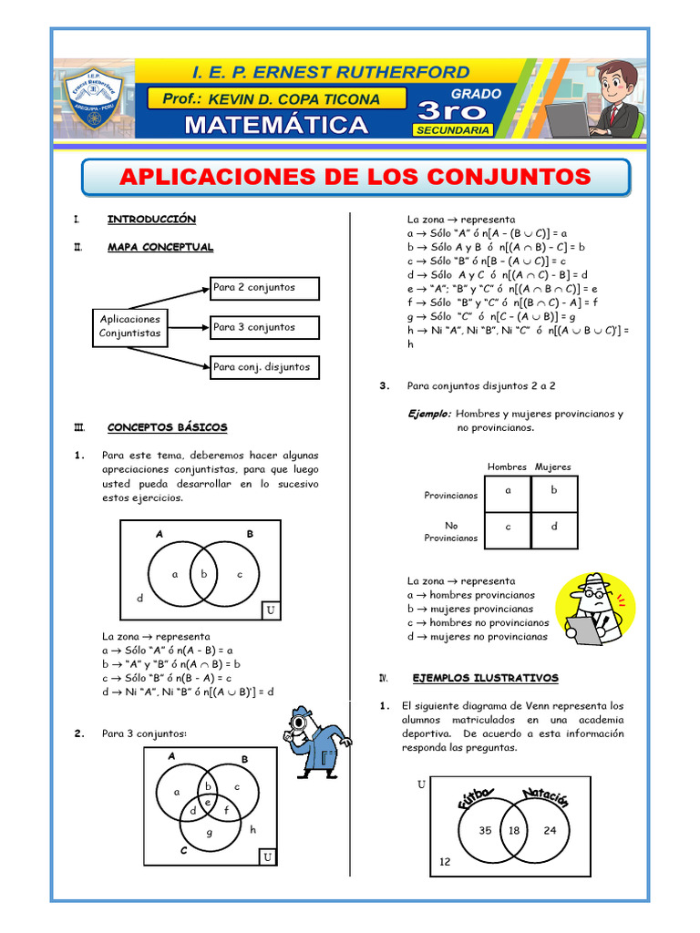 Aplicaciones de La Teoría de Conjuntos para Tercero de Secundaria | PDF ...