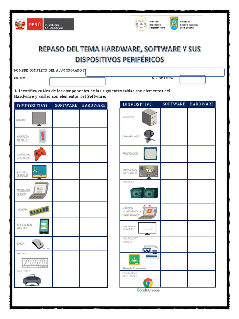 Clasificación de Hardware y Software | PDF | Juegos y actividades ...