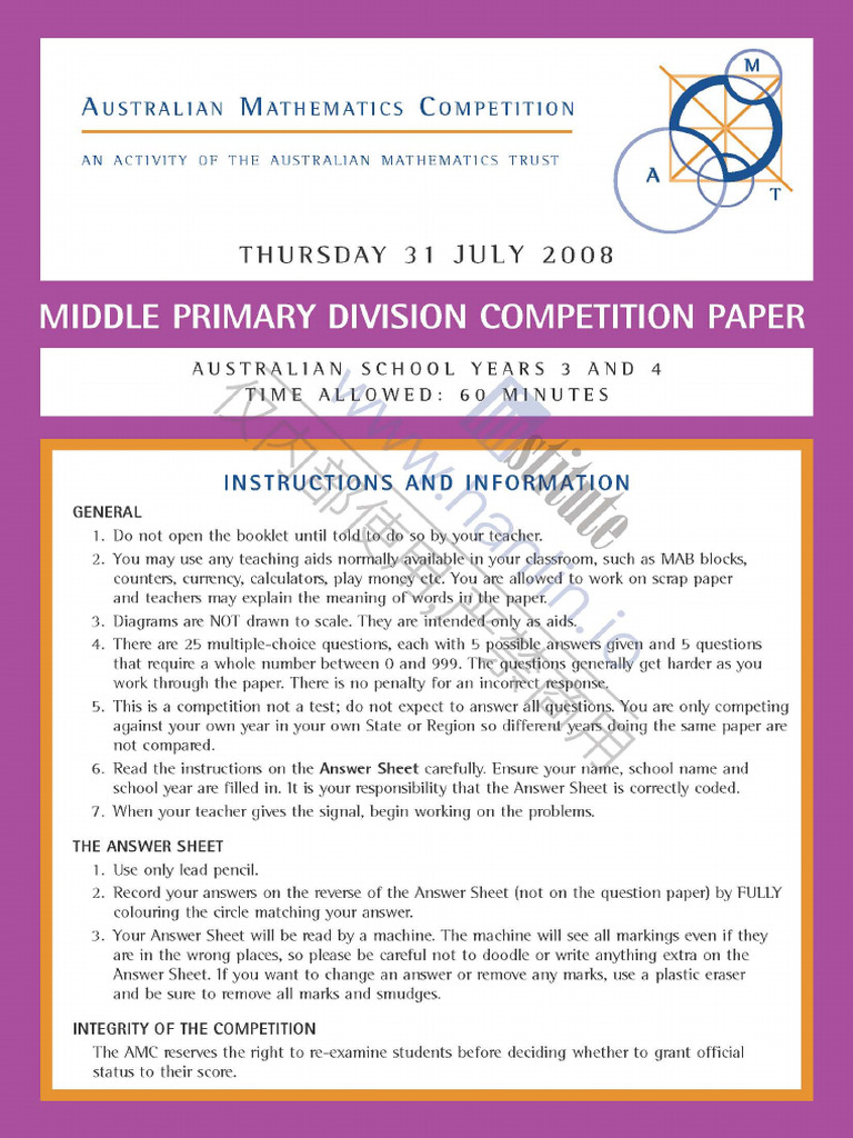 2 - AMC Middle Primary 2008 | PDF