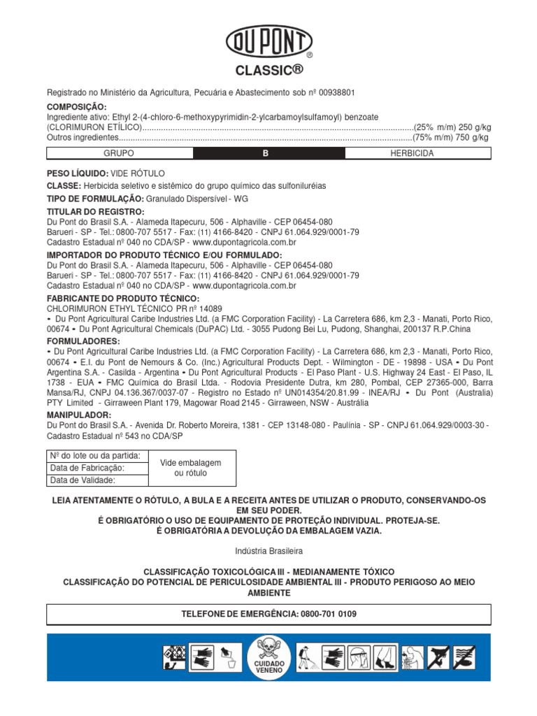 DF Bula Classic | PDF | Embalagem e rotulagem | Ferimento