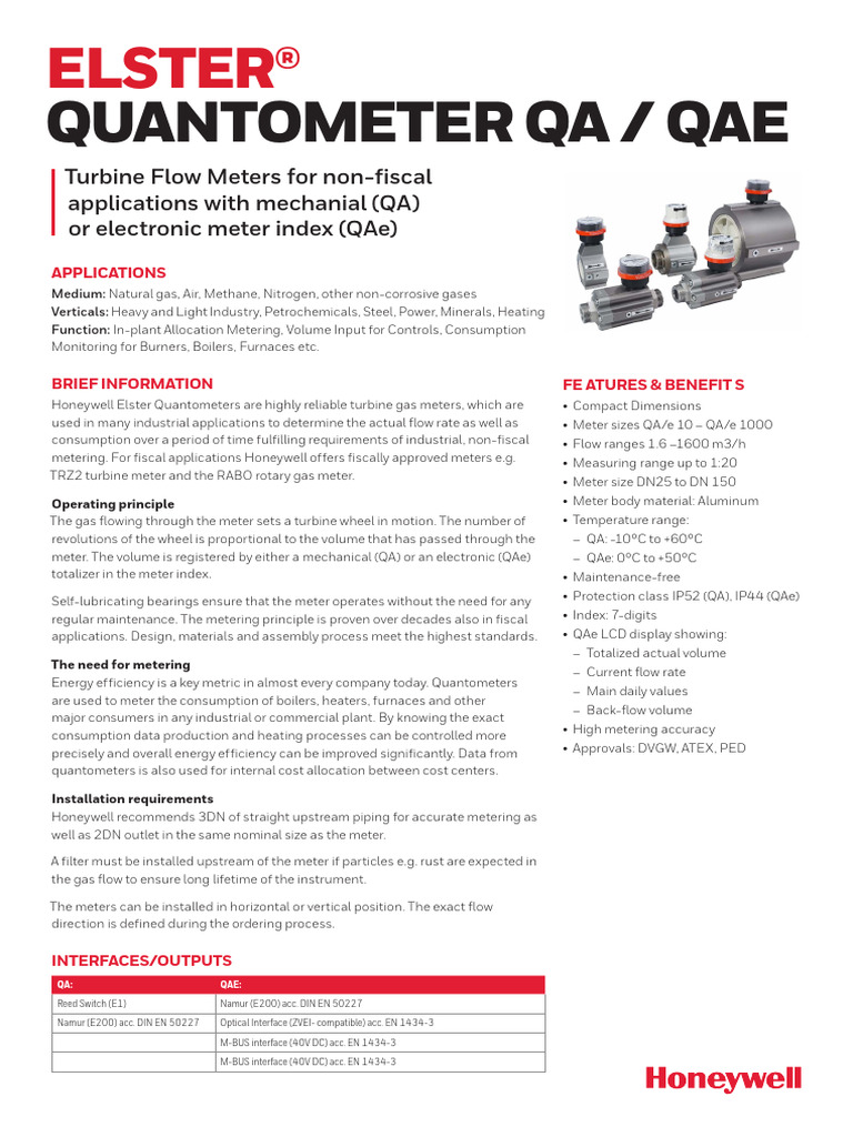 QA QAe Datasheet en | PDF | Flow Measurement | Gases