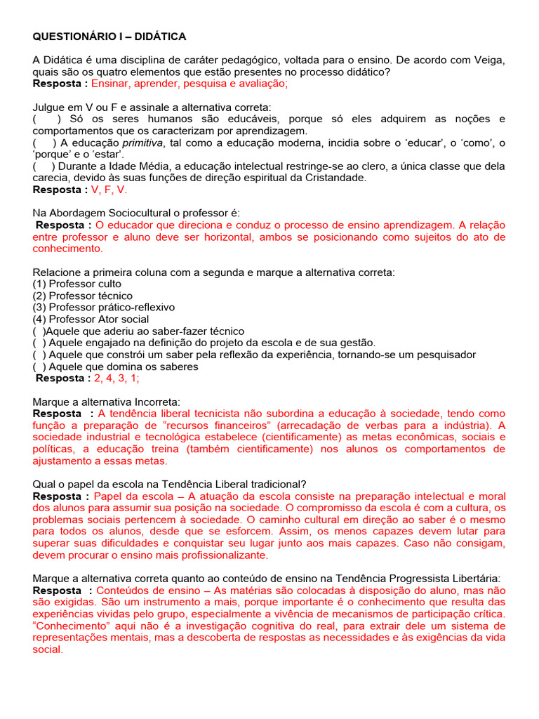 Didática e Abordagens Pedagógicas | PDF | Aprendizado | Pedagogia