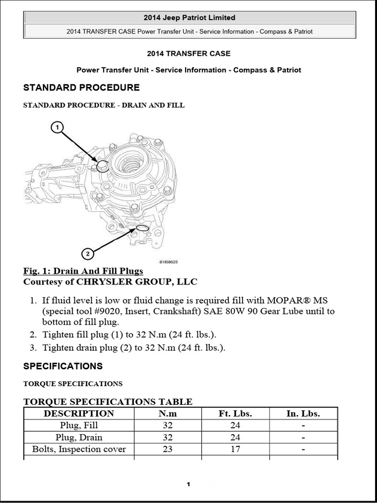 2014 TRANSFER CASE Power Transfer Unit - Service Information - Compass ...