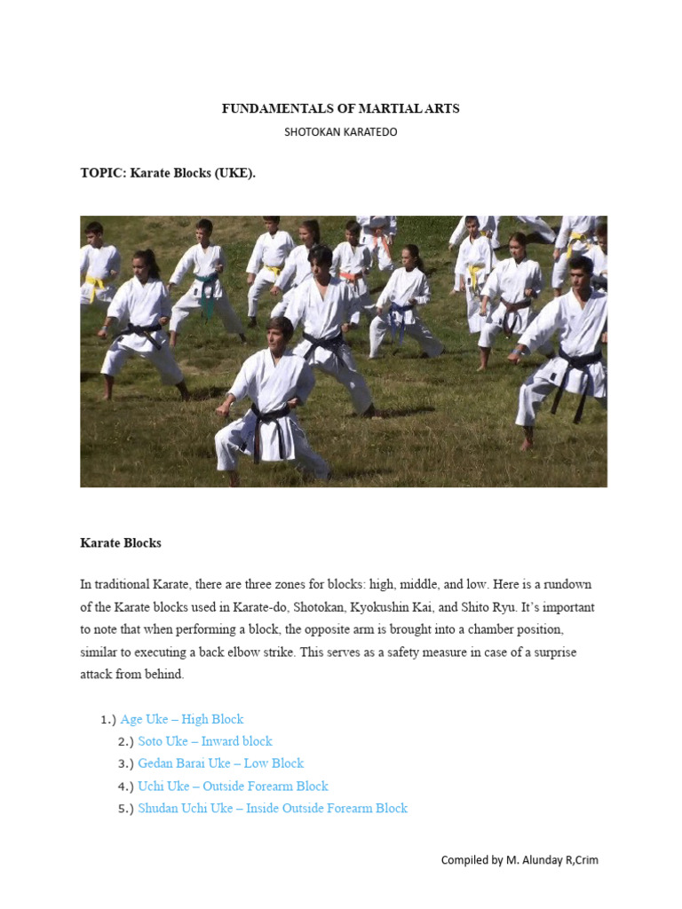 Karate Block Techniques Overview | PDF | Shotokan | Elbow