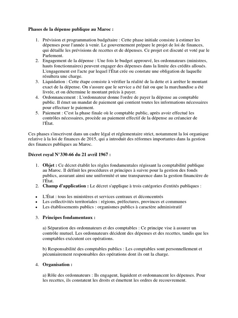 Phases de la dépense publique au Maroc | PDF | Comptabilité | Loi