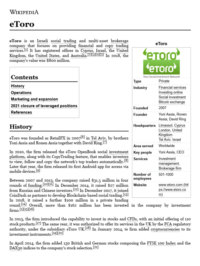 eToro: Social Trading & Investment Platform | PDF | Economies | Private  Sector