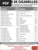 Precios de Cigarrillos Massalin 2025 | PDF