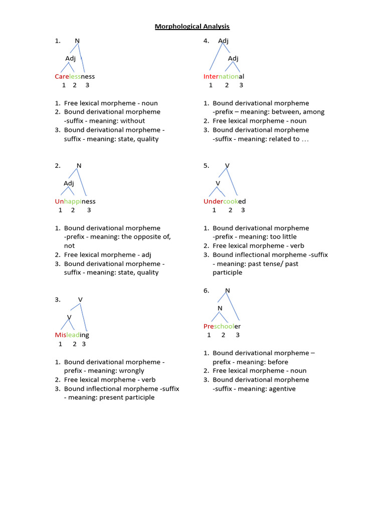 Morphological Analysis of English Words | PDF | Language Arts ...