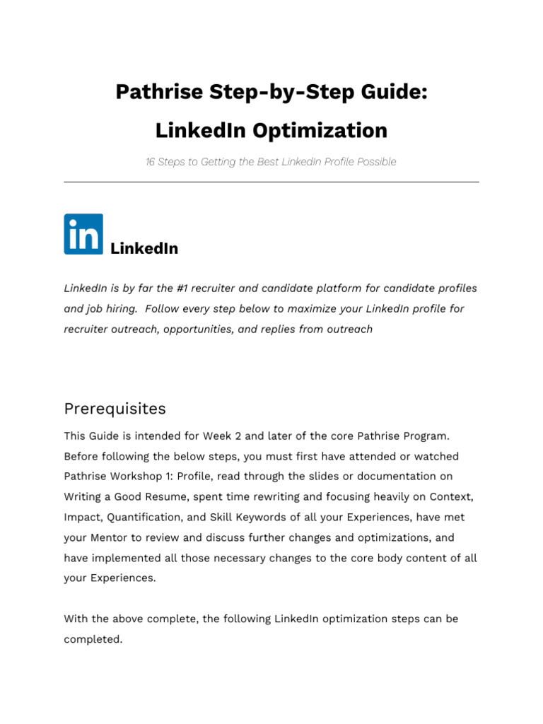 LinkedIn Profile Optimization Guide | PDF | Résumé | Linked In