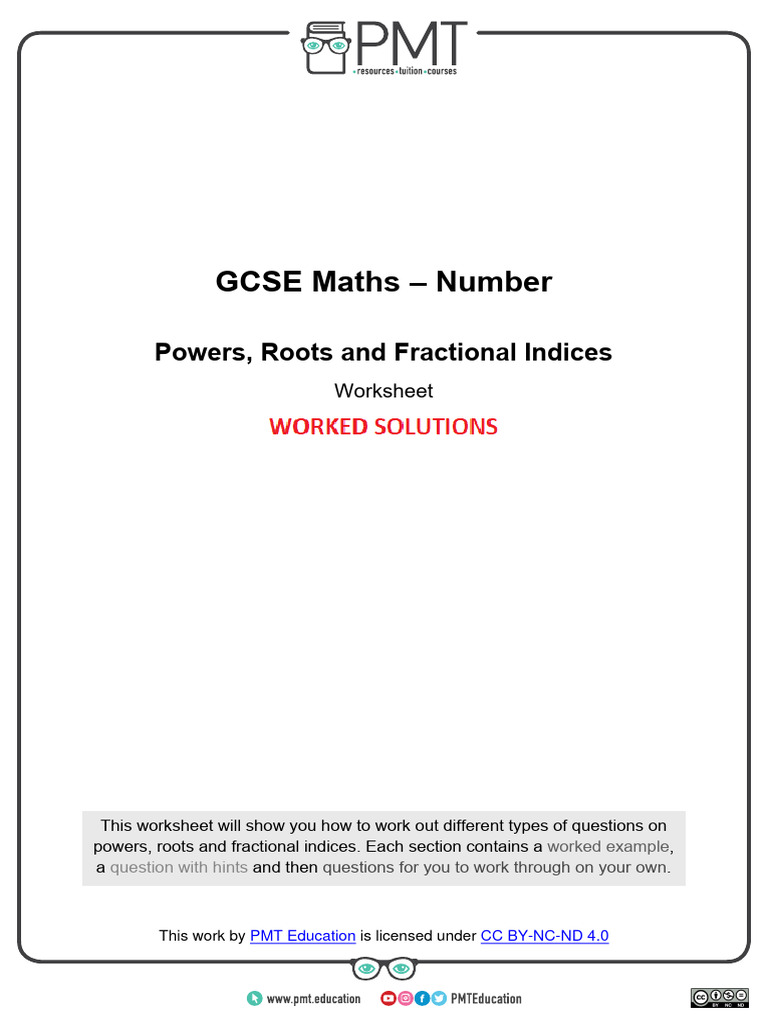 GCSE Maths: Powers and Roots Worksheet | PDF | Mathematical Concepts ...