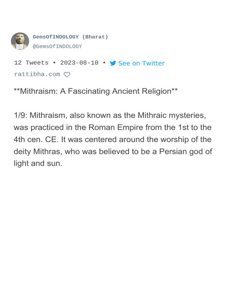 Mithraism: Ancient Roman Religion | PDF | Religious Faiths | Religious ...