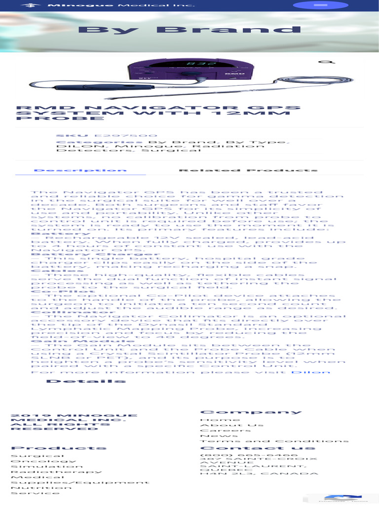 RMD NAVIGATOR GPS SYSTEM WITH 12MM PROBE - Minogue Medical Inc | PDF ...