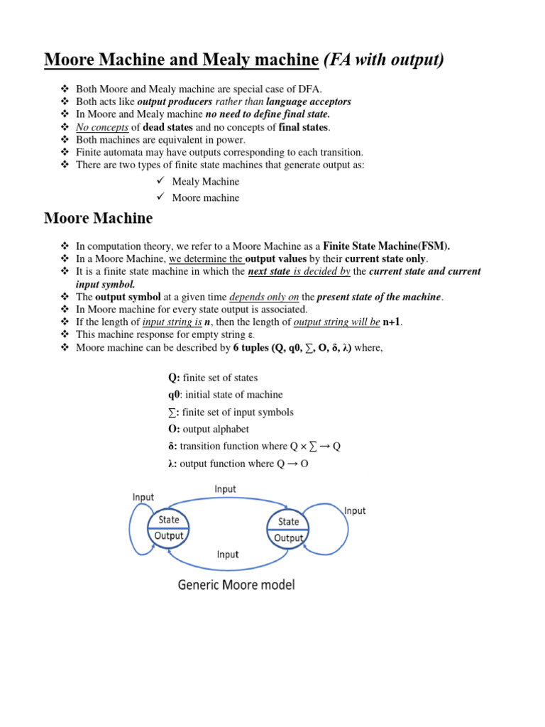 Moore Machine And Mealy Machine Pdf Applied Mathematics Mathematics