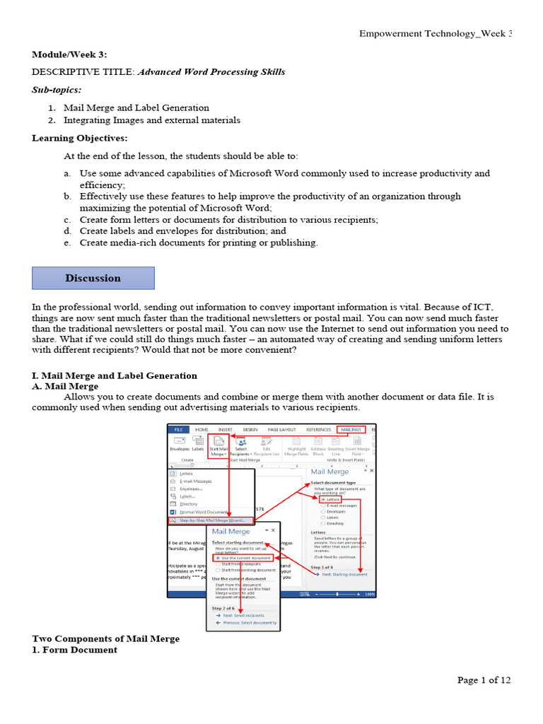 Week 3 Advanced Word Processing Skills | PDF | Software | Computing